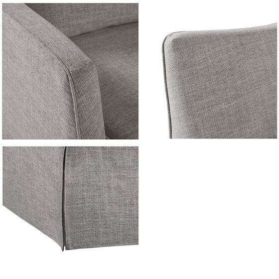 English Elm Skirted Martha Stewart Bedford Swivel Chair in Gray Polyester — 360° Comfort, 7" Foam Cushion, No Assembly B035P148424