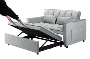 English Elm 55.1-inch Convertible Velvet Futon Sofa Bed with Storage and Adjustable Iron Frame W2564P445798
