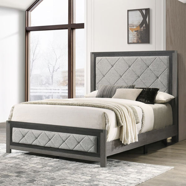 English Elm Modern Twin-Over-Full Bunk Bed with Angled Ladder, Solid Hardwood Frame and Patented Lock Joint Gray 82 L x 36 W x 8 H B2741S00705