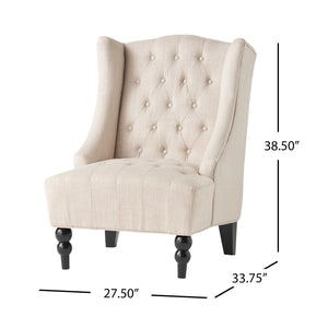 English Elm Toddman Wingback Club Chair Tufted Diamond Stitching Birch Legs Reading Nook Accent 55038.00LBG