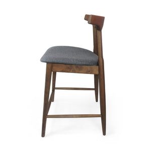 English Elm Counter Stools Set of Two Mid-century Rubberwood Frame Upholstered Kitchen Island Seating 72661.00CHAR