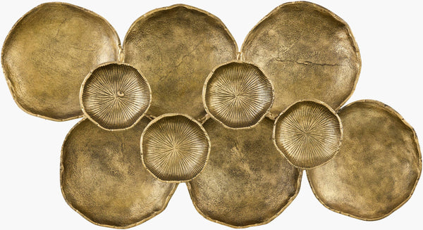 Surya Aaina Mid-century Modern Wall Sculpture – Captivating 19"H X 34"W Art For Elegant Living Spaces Main, Gold,Frame, Aluminum,Aluminum Aain001-1934