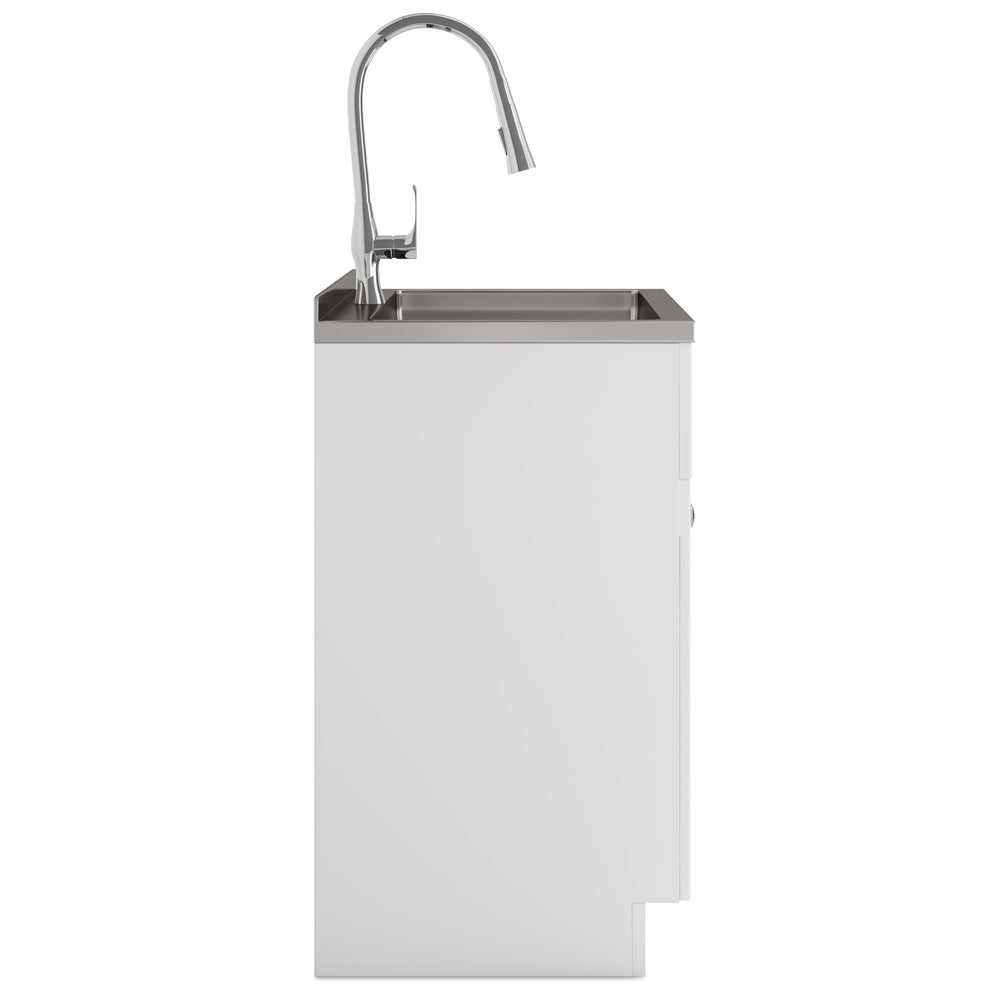English Elm Beckham 28" Compact Laundry Cabinet With High-Arch Faucet & Stainless Steel Sink For Versatile Use B136P158790