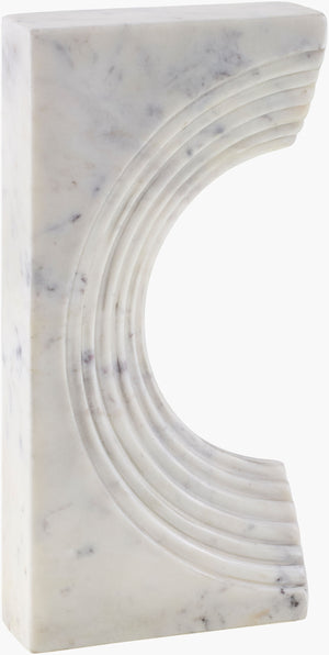 Surya Trajan Decorative Sculpture - 13"H Marble Masterpiece For Chic Modern Home Decor & Easy Maintenance White Marble Aaj002-1362