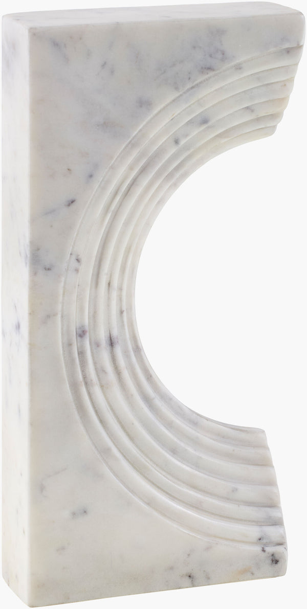 Surya Trajan Decorative Sculpture - 13"H Marble Masterpiece For Chic Modern Home Decor & Easy Maintenance White Marble Aaj002-1362