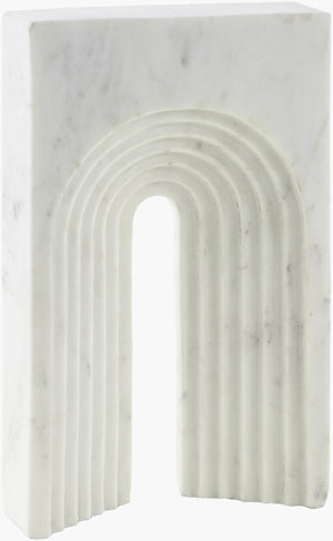 Surya Trajan Decorative Sculpture - 13"H Marble Masterpiece For Chic Modern Home Decor & Easy Maintenance White Marble Aaj004-1072