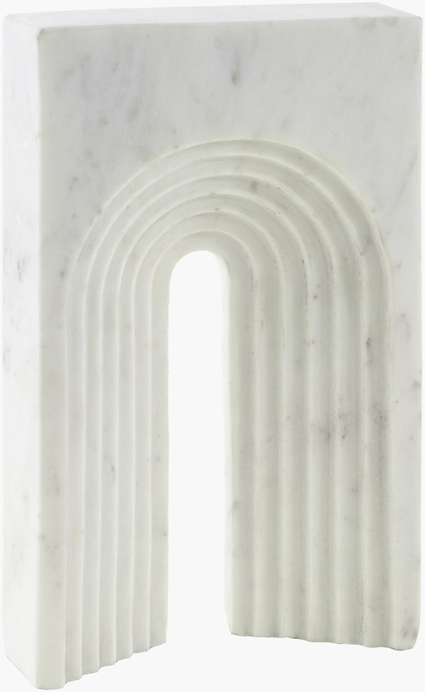 Surya Trajan Decorative Sculpture - 13"H Marble Masterpiece For Chic Modern Home Decor & Easy Maintenance White Marble Aaj004-1072