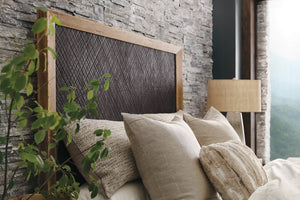Hooker Furniture Big Hickory Queen Panel Bed With Rustic Crosshatch Texture, Charcoal Furrowed Bark Finish, Durable Craftsmanship 87.75 L x 63.75W x 70.25H 6700-90250-80