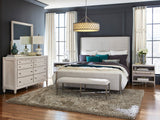 Ashby Place Upholstered Bed Bench Natural with Reflection Gray Finish P359132 Pulaski Furniture