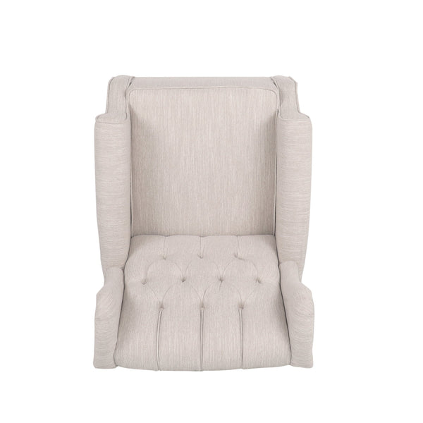 English Elm Christopher Knight Home® - ROCKING Chair Beige Fabric Wingback with Birch Rockers, Button-Tufted Diamond Stitch Comfort & Style 72153.00