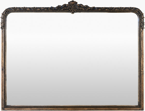 Surya Aaliyah Stunning 34"H X 45"W Mantel Mirror - Timeless Elegance For Your Home Decor & Focal Point Frame, Black Mango Wood Aali002-3445