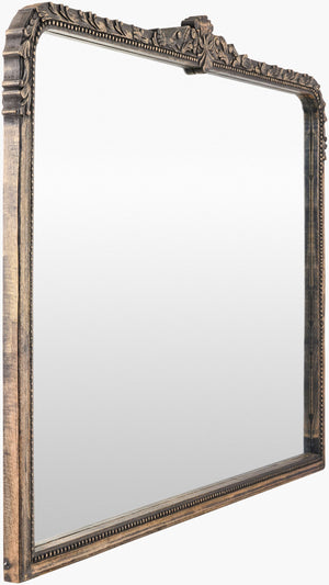 Surya Aaliyah Stunning 34"H X 45"W Mantel Mirror - Timeless Elegance For Your Home Decor & Focal Point Frame, Black Mango Wood Aali002-3445