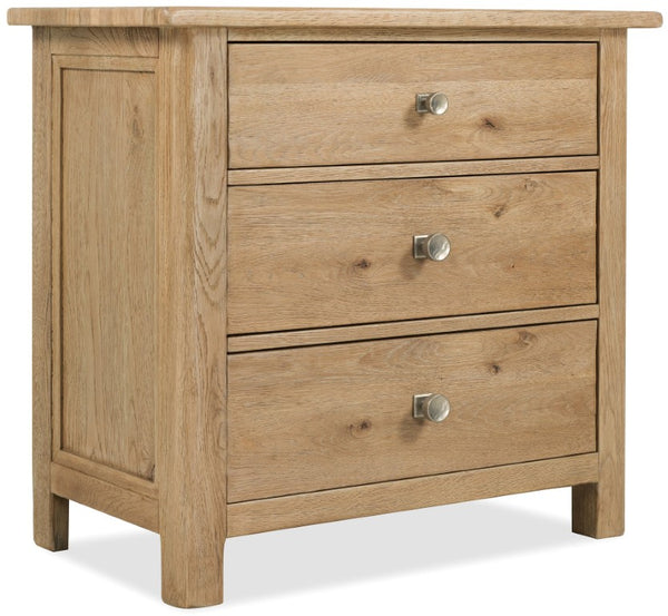Hooker Furniture Driftwood Three-Drawer Nightstand With Cedar-Lined Drawer, Built-In Usb Charging And Rustic Buckboard Appeal Light Wood 6820-90116-80