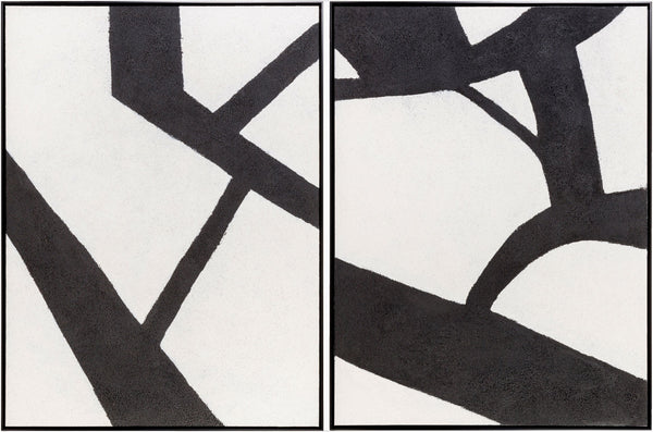 Surya Aasmaa Framed Art Wall Decor - 21"H X 19"W Modern Minimalist Canvas For Stunning Home Elegance Main, Black,Frame, Canvas,Polystyrene Aam001-3625