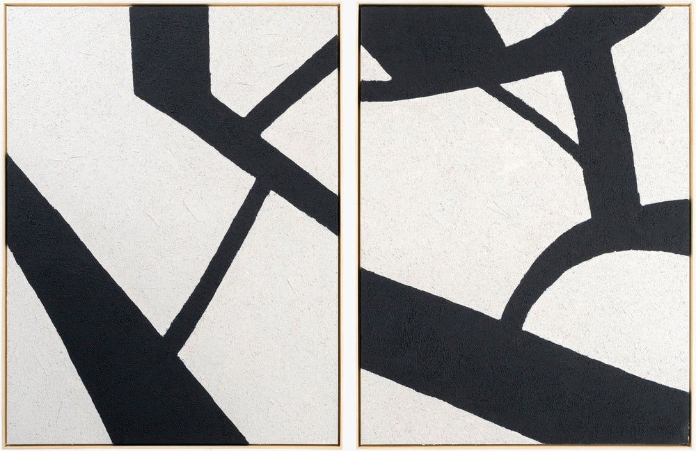 Surya Aasmaa Framed Art Wall Decor - 21"H X 19"W Modern Minimalist Canvas For Stunning Home Elegance Main, Black,Frame, Canvas,Polystyrene Aam003-3625