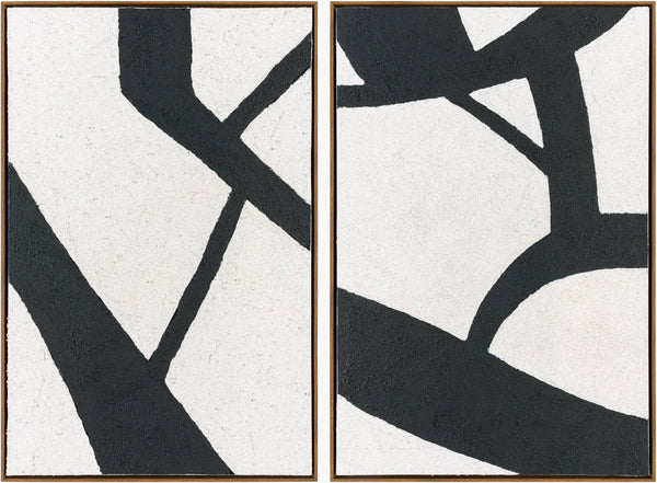 Surya Aasmaa Framed Art Wall Decor - 21"H X 19"W Modern Minimalist Canvas For Stunning Home Elegance Main, Black,Frame, Canvas,Polystyrene Aam004-3625