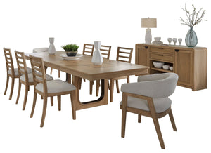 Escape - Dining 84 In. Rectangular Extendable Table With 8 Chairs and Server Glazed Natural Oak Mirage Mist DESC-10PC-84REC-72-2118 Parker House