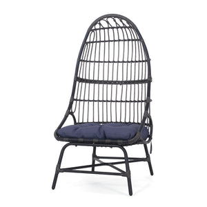English Elm Elon Faux Rattan Cocoon Chair Woven Basket Silhouette Bohemian Accent Lounge Seat 70656.00GRY