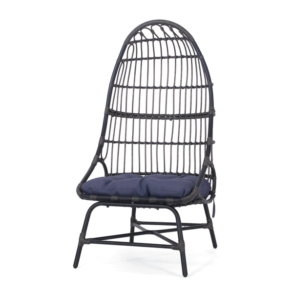 English Elm Elon Faux Rattan Cocoon Chair Woven Basket Silhouette Bohemian Accent Lounge Seat 70656.00GRY