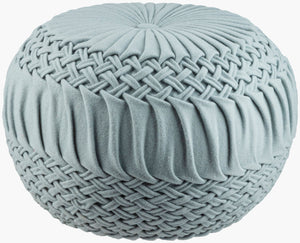 Surya Alana Pouf - Scandinavian Modern Style, Plush Support & Easy Care, Perfect For Home Elegance & Comfort Blue Wool,Nylon,Wool,Nylon,Polybeads Aapf003-181814