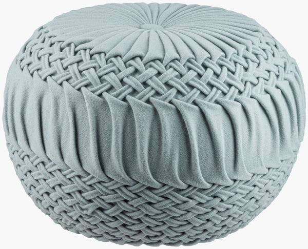 Surya Alana Pouf - Scandinavian Modern Style, Plush Support & Easy Care, Perfect For Home Elegance & Comfort Blue Wool,Nylon,Wool,Nylon,Polybeads Aapf003-181814