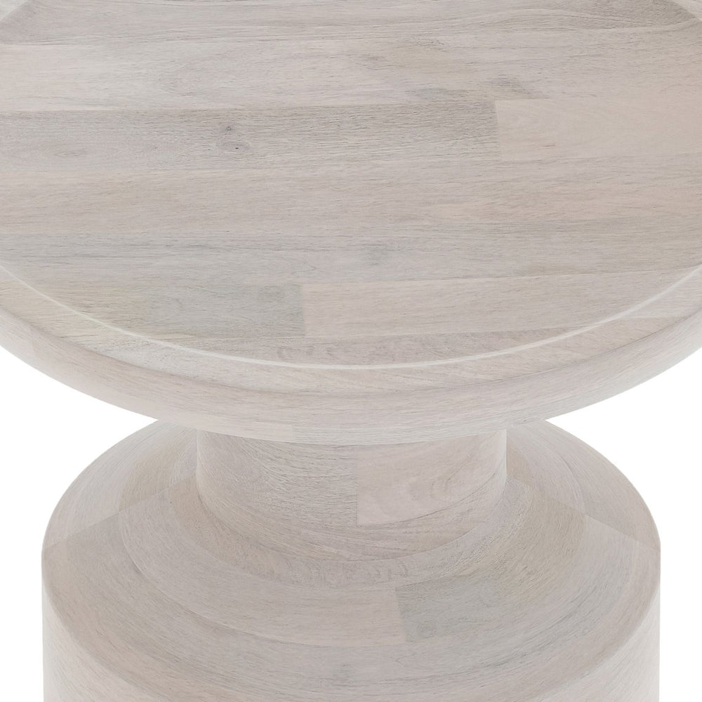 English Elm Haynes Solid Mango Accent Table – Handcrafted Sculptural Wood End Table, Boho Style, Multipurpose White B136P158441