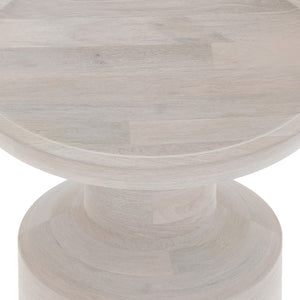 English Elm Haynes Solid Mango Accent Table – Handcrafted Sculptural Wood End Table, Boho Style, Multipurpose White B136P158441
