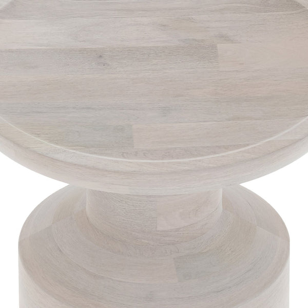 English Elm Haynes Solid Mango Accent Table – Handcrafted Sculptural Wood End Table, Boho Style, Multipurpose White B136P158441