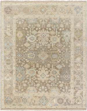 Surya Antalya Handmade 2' X 3' Luxurious Wool Rug – Elegant Low Pile Design For Classic Home Décor Olive Wool Aat2312-23
