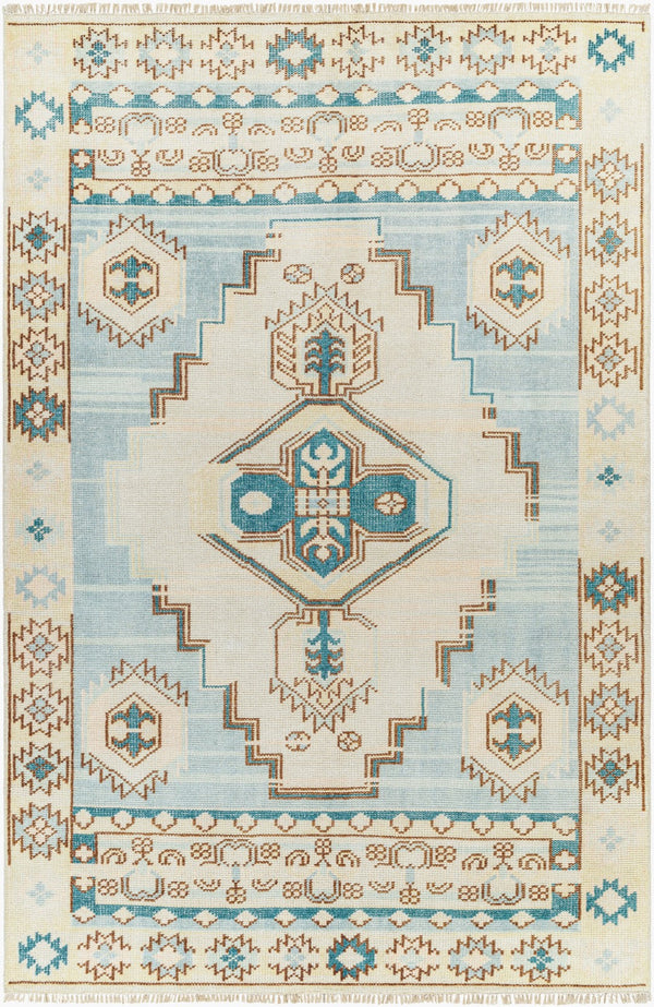 Surya Anadolu Handmade Rug 2' X 3' – Exquisite Wool & Viscose Design, Perfect For Traditional Spaces! Teal Wool,Viscose Aau2300-23