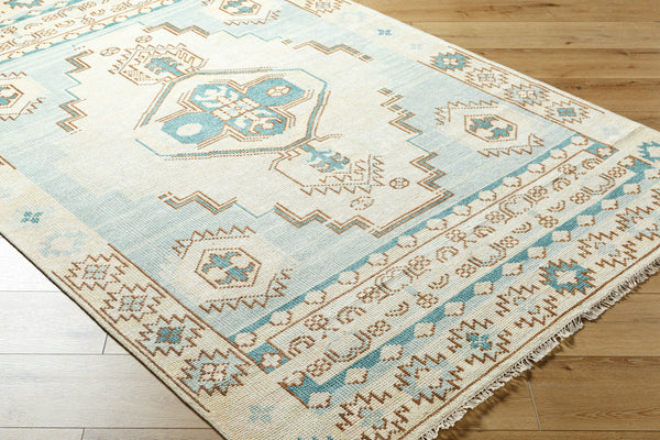 Anadolu AAU-2300 3'6" x 5'6" Handmade Rug AAU2300-3656  Teal, Brown, Pale Pink, Seafoam, Cream Surya