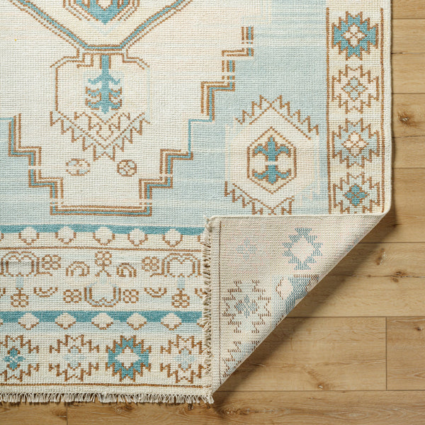 Anadolu AAU-2300 3'6" x 5'6" Handmade Rug AAU2300-3656  Teal, Brown, Pale Pink, Seafoam, Cream Surya