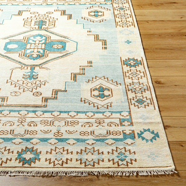 Anadolu AAU-2300 3'6" x 5'6" Handmade Rug AAU2300-3656  Teal, Brown, Pale Pink, Seafoam, Cream Surya