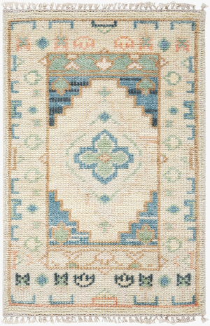 Surya Anadolu Handmade Rug 2' X 3' – Exquisite Wool & Viscose Design, Perfect For Traditional Spaces! Teal Wool,Viscose Aau2301-23