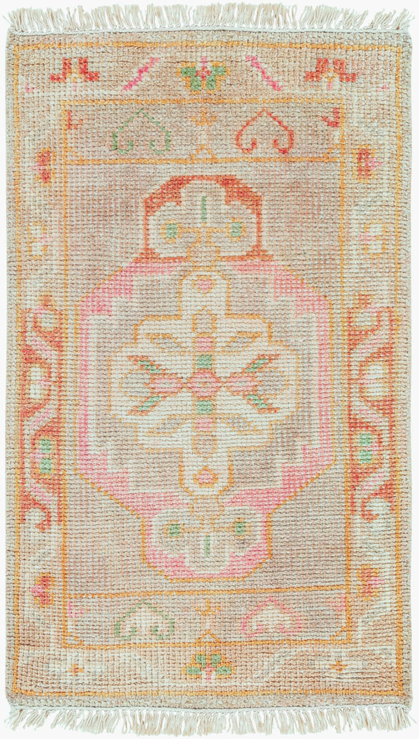 Surya Anadolu Handmade Rug 2' X 3' – Exquisite Wool & Viscose Design, Perfect For Traditional Spaces! Dusty Pink Wool,Viscose Aau2302-23