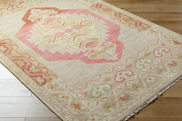 Surya Anadolu Handmade Rug 2' X 3' – Exquisite Wool & Viscose Design, Perfect For Traditional Spaces! Dusty Pink Wool,Viscose Aau2302-23