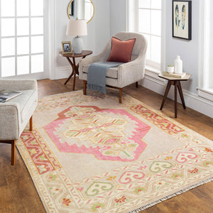 Surya Anadolu Handmade Rug 2' X 3' – Exquisite Wool & Viscose Design, Perfect For Traditional Spaces! Dusty Pink Wool,Viscose Aau2302-23