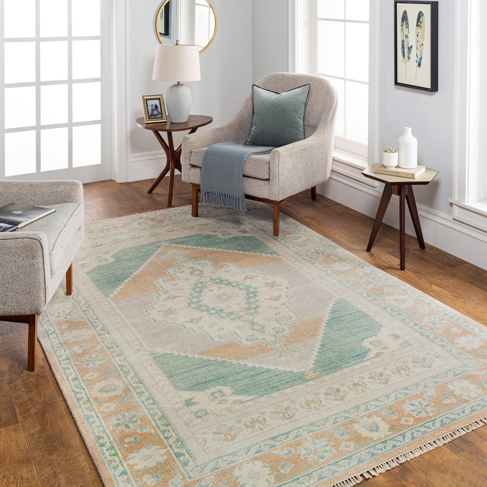 Anadolu AAU-2303 9' x 12' Handmade Rug AAU2303-912  Beige, Seafoam, Light Sage, Cream Surya