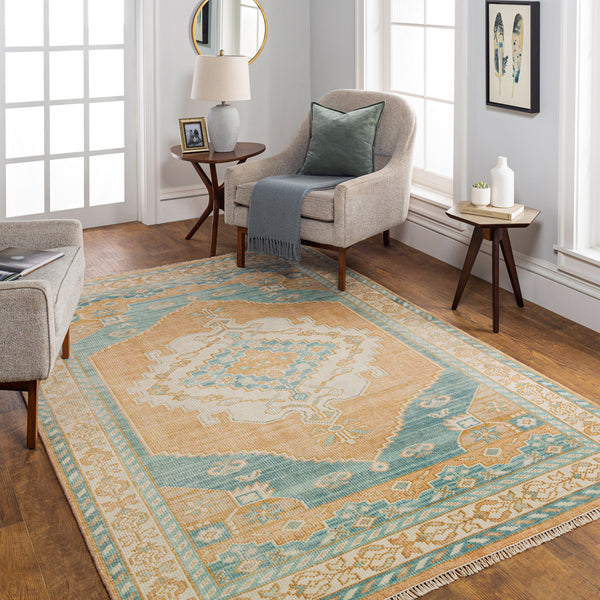 Anadolu AAU-2308 9' x 12' Handmade Rug AAU2308-912  Camel, Tan, Pale Blue, Blue, Light Blue, Light Gray Surya