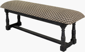 Surya Avalanche Traditional 18"H X 55"W X 15"D Bench - Durable Manufactured Wood & Polyester For Timeless Style Upholstery, Black Polyester,Mango Wood,Manufactured Wood,Dacron Aav-001