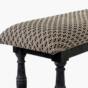 Surya Avalanche Traditional 18"H X 55"W X 15"D Bench - Durable Manufactured Wood & Polyester For Timeless Style Upholstery, Black Polyester,Mango Wood,Manufactured Wood,Dacron Aav-001