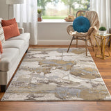 Feizy Rugs Aura Polyester/Polypropylene Machine Made Casual Rug Gray/Ivory/Gold 13' x 20'