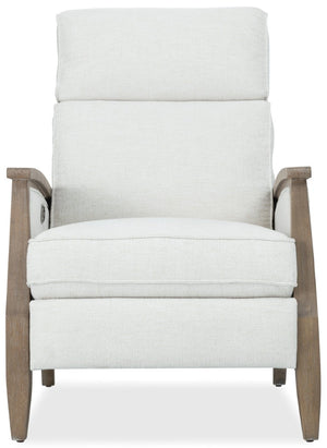 Hooker Furniture Ward Favara Ivory Power Recliner With Usb, Light Wood Frame, Bustle Back, Stain-Resistant Fabric RC848-PH-403