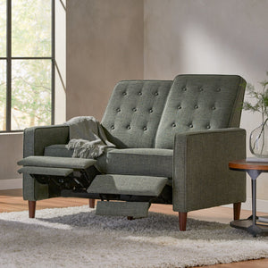 English Elm Christopher Knight Home® - DOUBLE Recliner Fabric Sofa with Plush Cushions and Space-Saving Design for Living Rooms, 49"L Gray 72478.00FGRY
