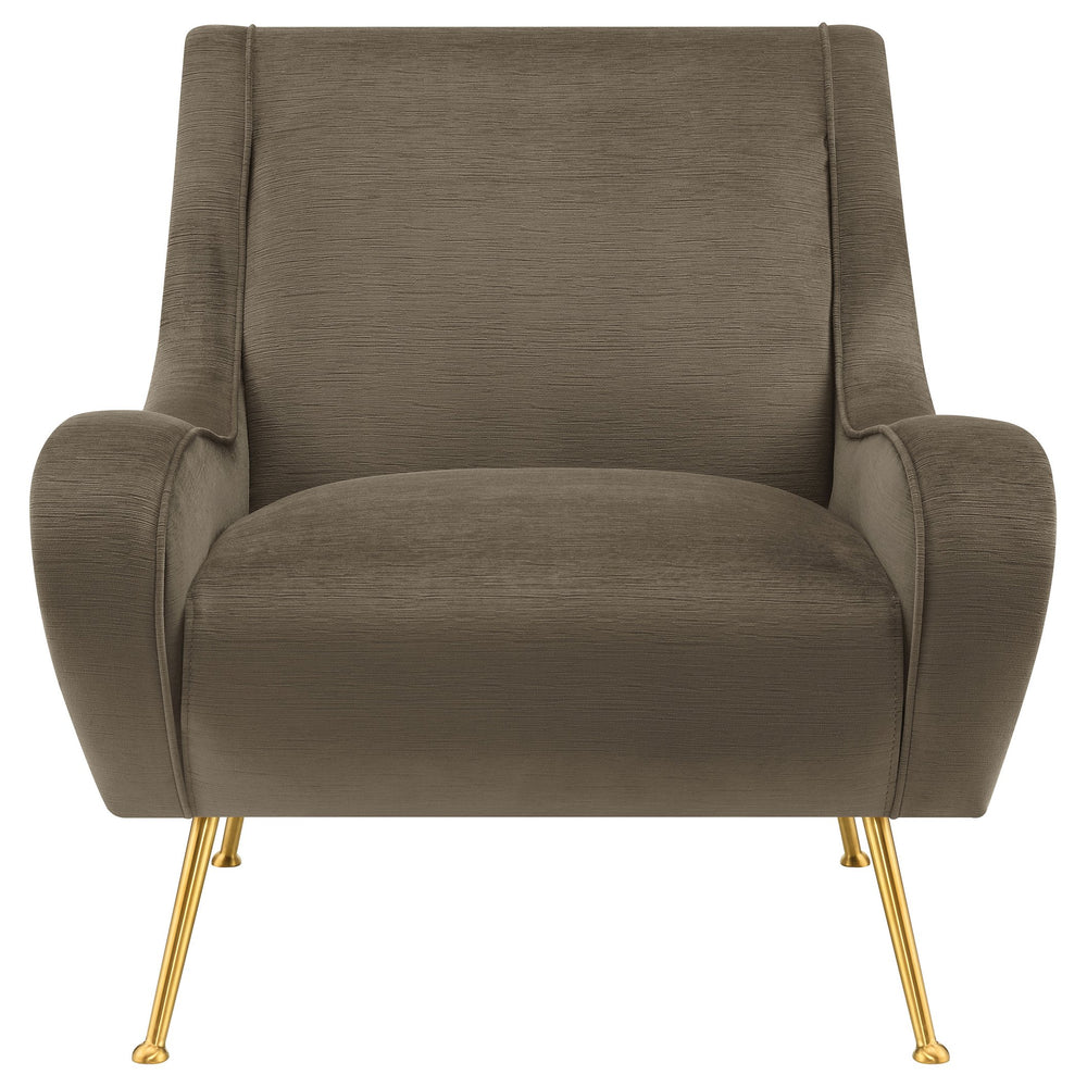 English Elm Lundy Truffle Romantic Mid-Century Accent Chair with Textured Upholstery, Welt Trim & Gold Legs B062P358333