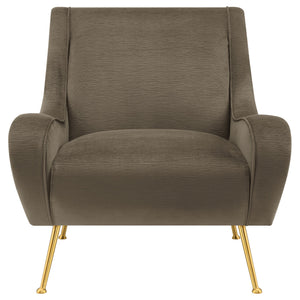 English Elm Lundy Truffle Romantic Mid-Century Accent Chair with Textured Upholstery, Welt Trim & Gold Legs B062P358333