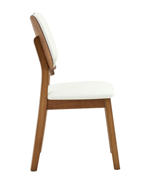 English Elm 2 Solid Walnut Toned Wood Dining Chairs Gray Fabric Seat Hollowed Backrest Modern Walnut,White W1151P455536