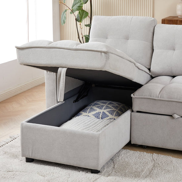 English Elm Mh 78.75" L-Shaped Reclining Sofa Bed With Usb Ports, Storage & Organizer - Comfort For Every Home W1193S00103