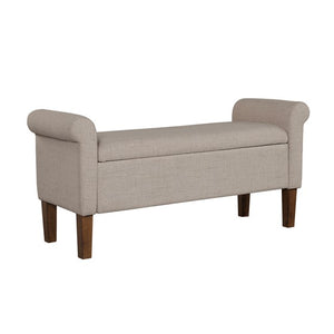English Elm Upholstered Storage Bench with 400lb Capacity, Medium Walnut Legs, Hidden 36" Storage, Foam Seat B035P265917