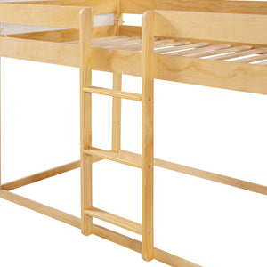 English Elm Twin Over Kids Bunk Bed with Tent Canopy Farmhouse Pinewood Playroom Frame Natural N708P248523M